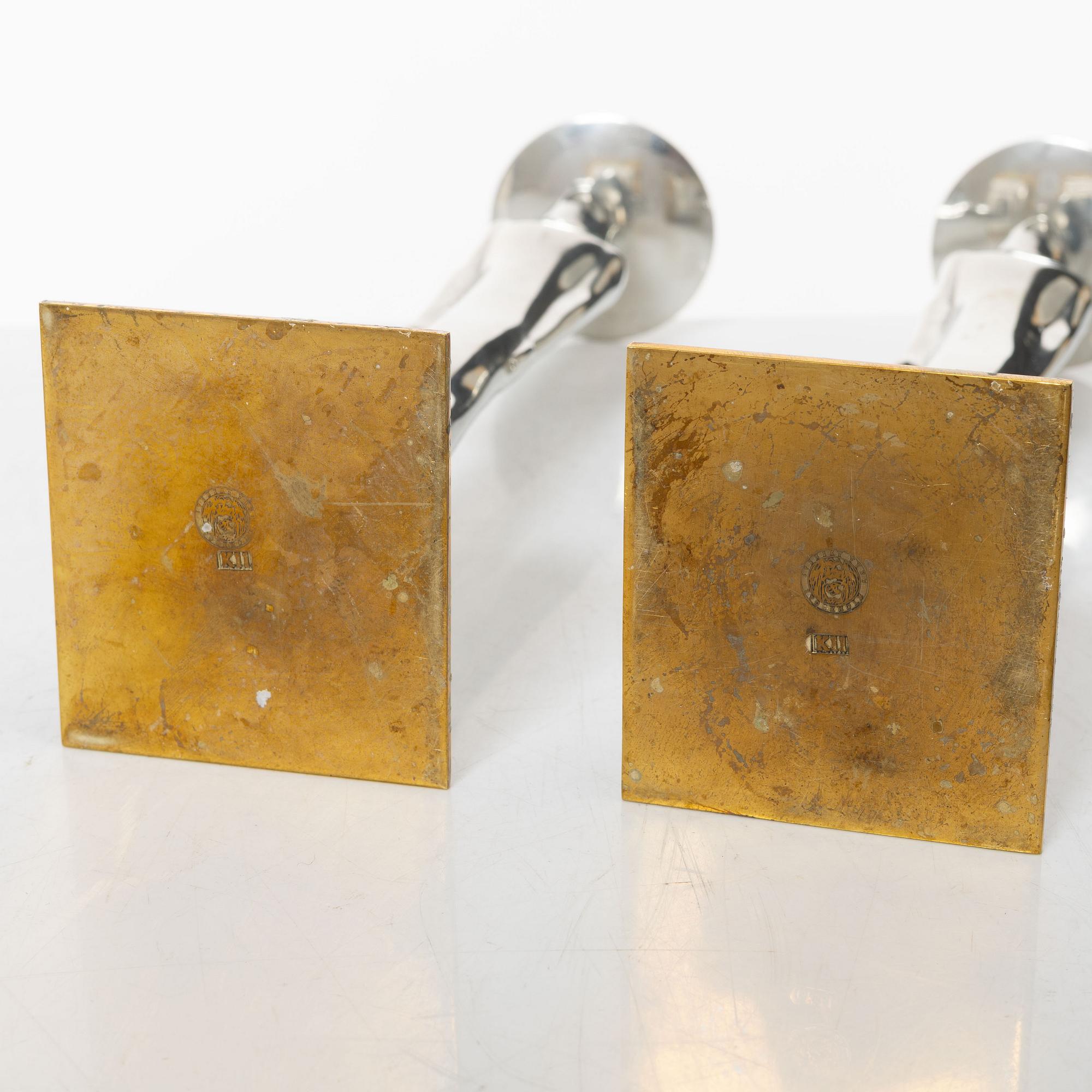 Edvin Öhrström, a pair of "Egyptisk" candlesticks, Firma Svensk Tenn, Stockholm 2008.