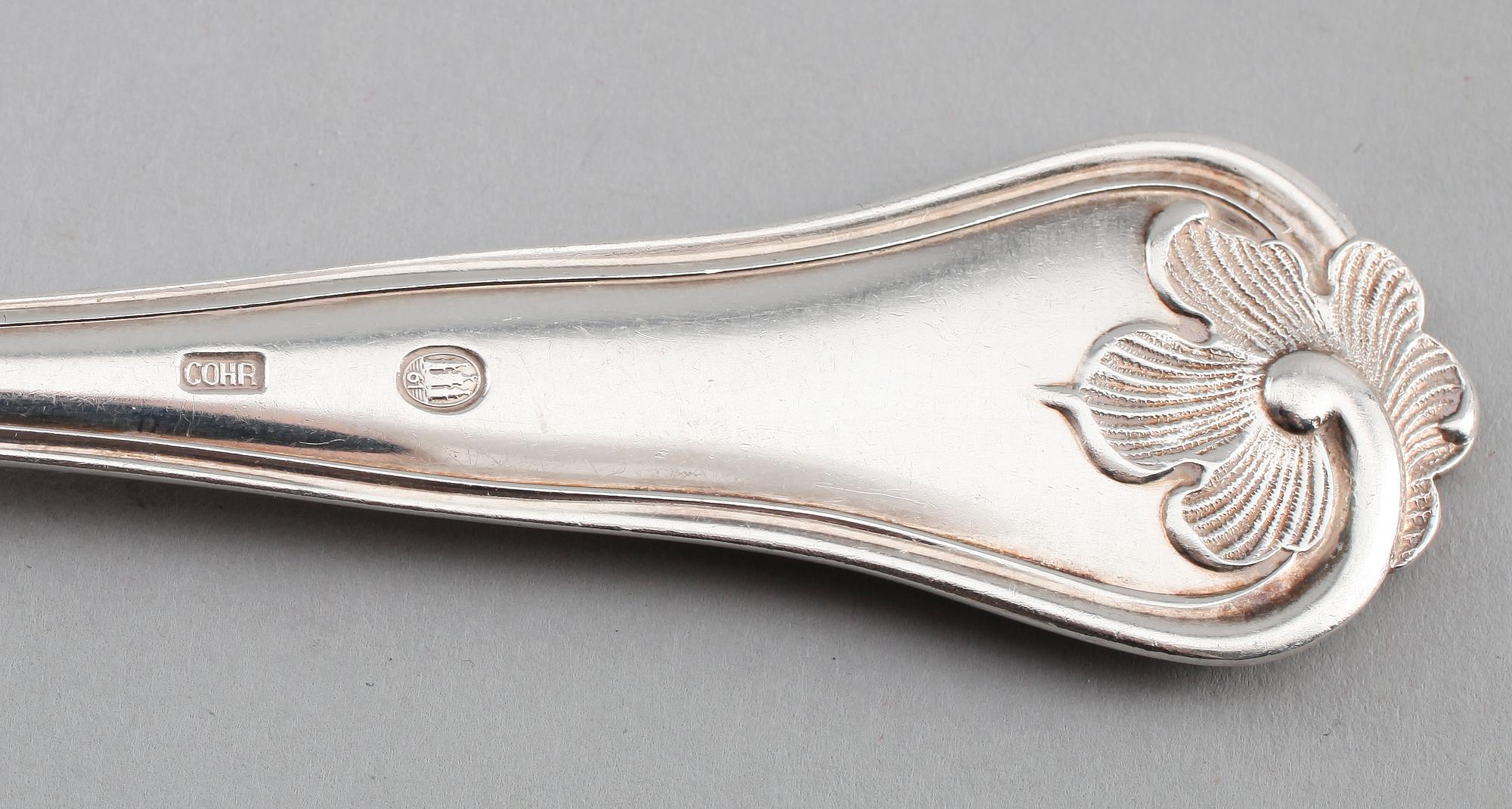 SERVERINGSBESTICK, 7 delar, silver, Cohr, Danmark. Total vikt med stål ca 240 gram.