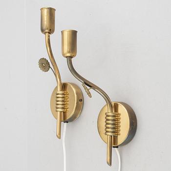 A pair of brass wall lights, Høvik Verk, Norway, mid 20th century.