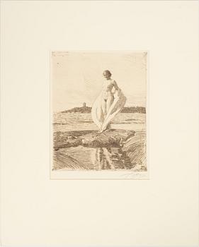 Anders Zorn, etching, 1915, signed in pencil.