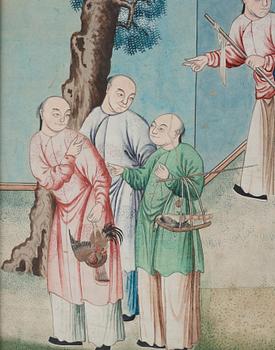 A painting by un unkown master of a tea shop, Qing dynasty, circa 1900.