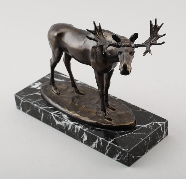 SKULPTUR, brons, älg, 1900-talets mitt.