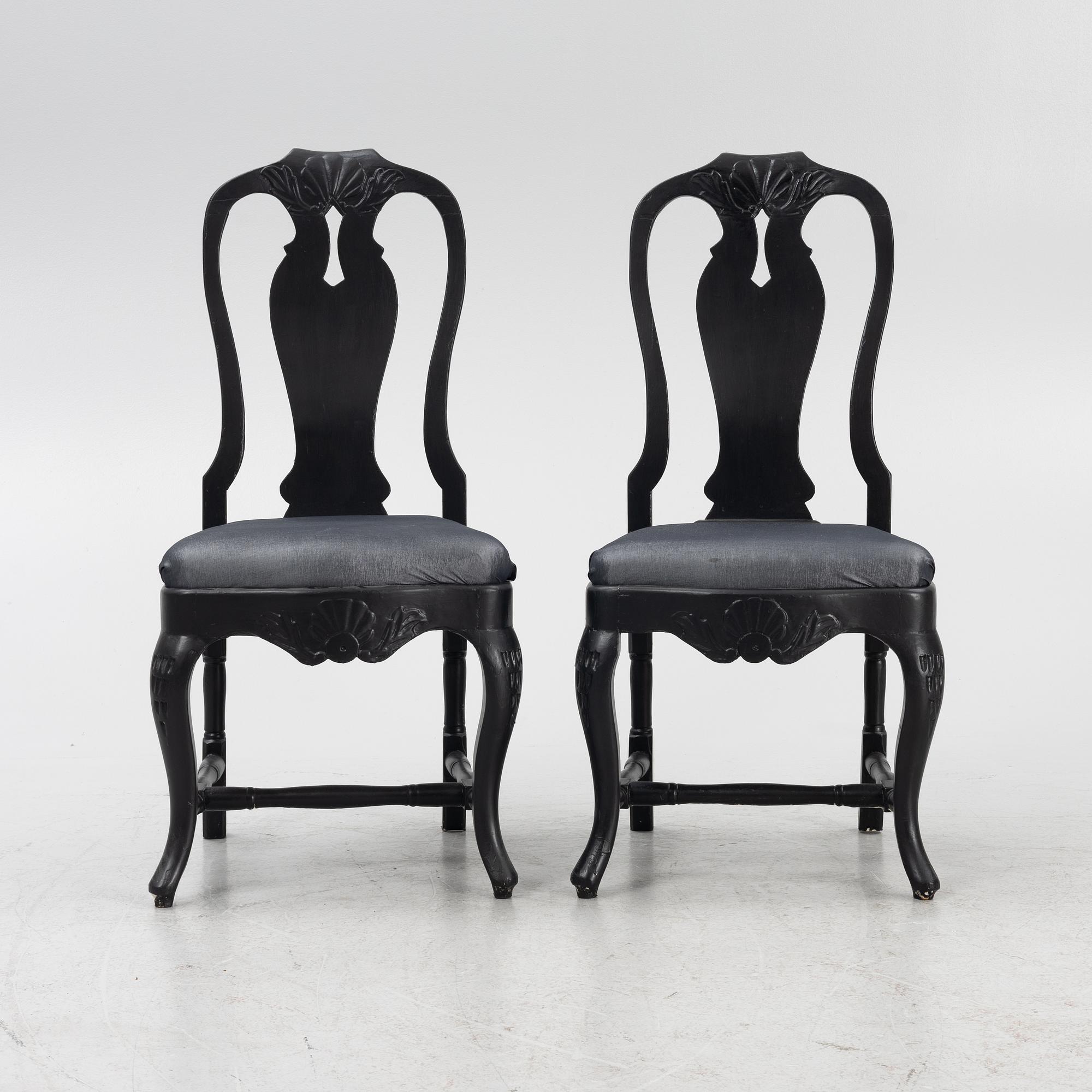 Six Baroque style chairs, 20th Century.