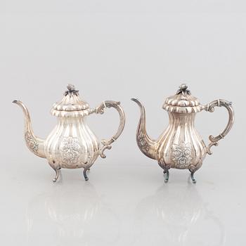 An Austrian silver coffee pot, tea pot, cream jug and sugar bowl, Vienna 1826.
