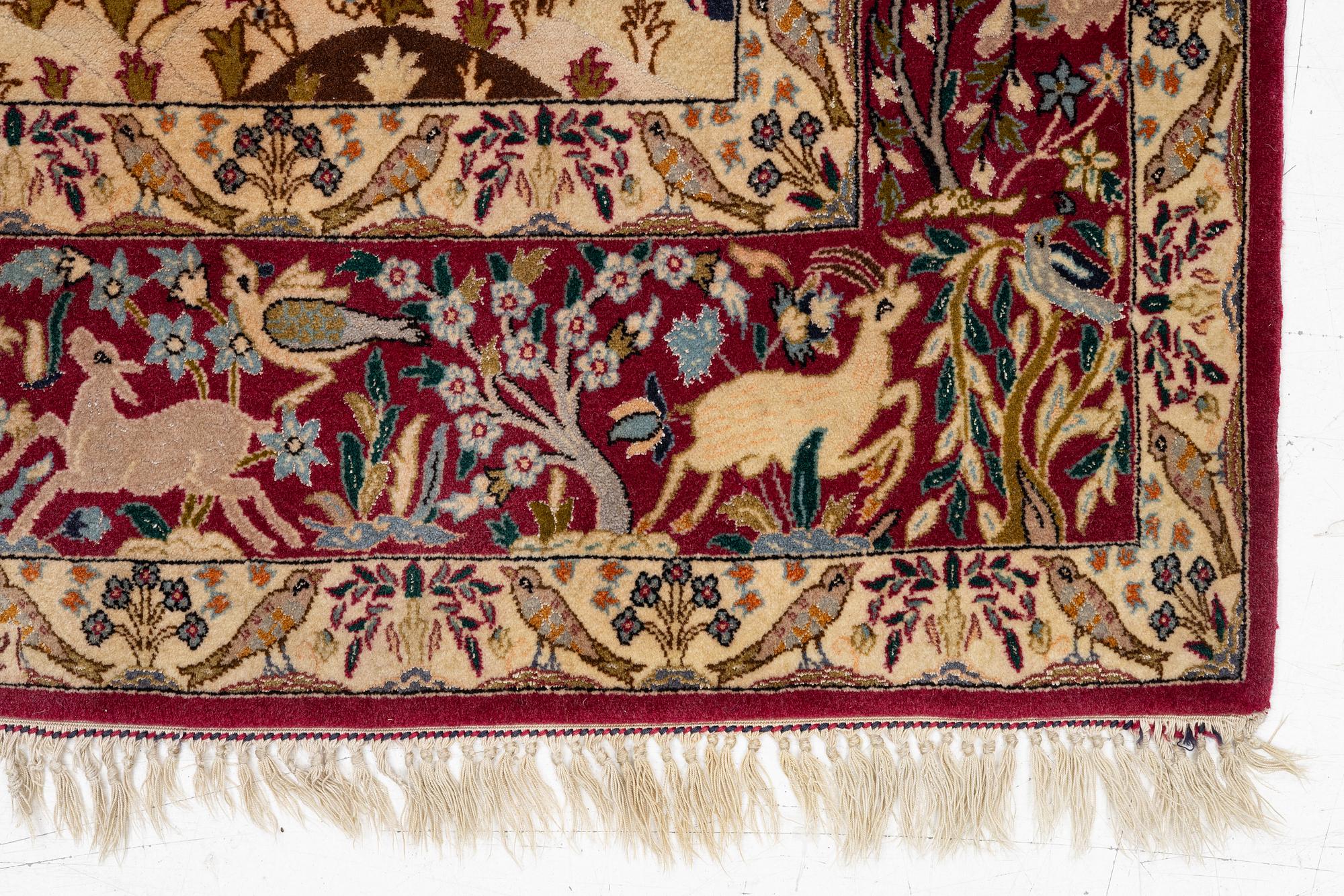Matta, old Isfahan, part silk, signerad Bahadori, ca 167 x 105 cm.