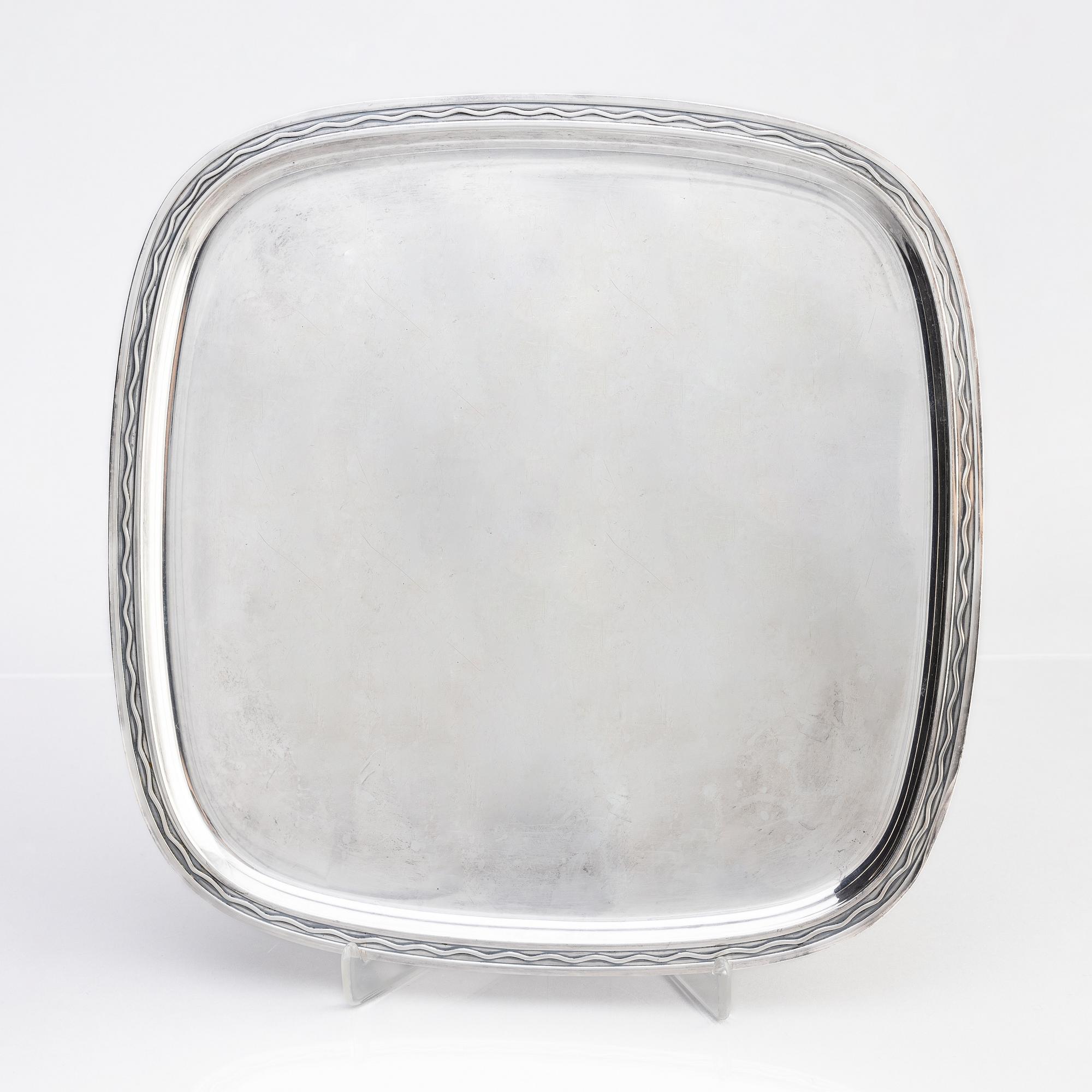 Gustaf Janson, bricka, silver, CG Hallberg, Stockholm 1958.