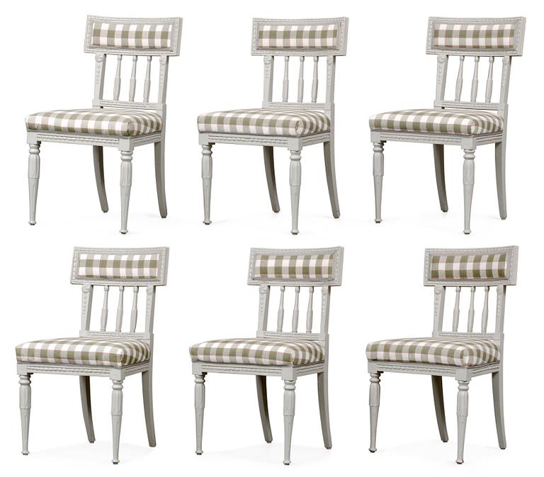 Six late Gustavian chairs.