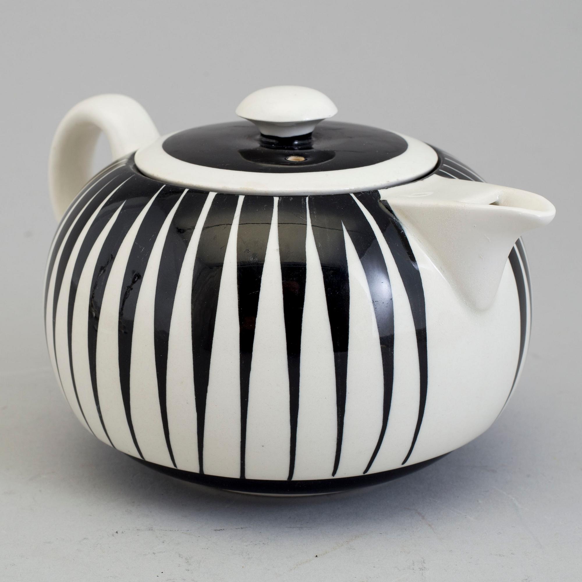 EUGEN TROST, tekanna, flintgods, "Zebra", Gefle, 1955-1967.