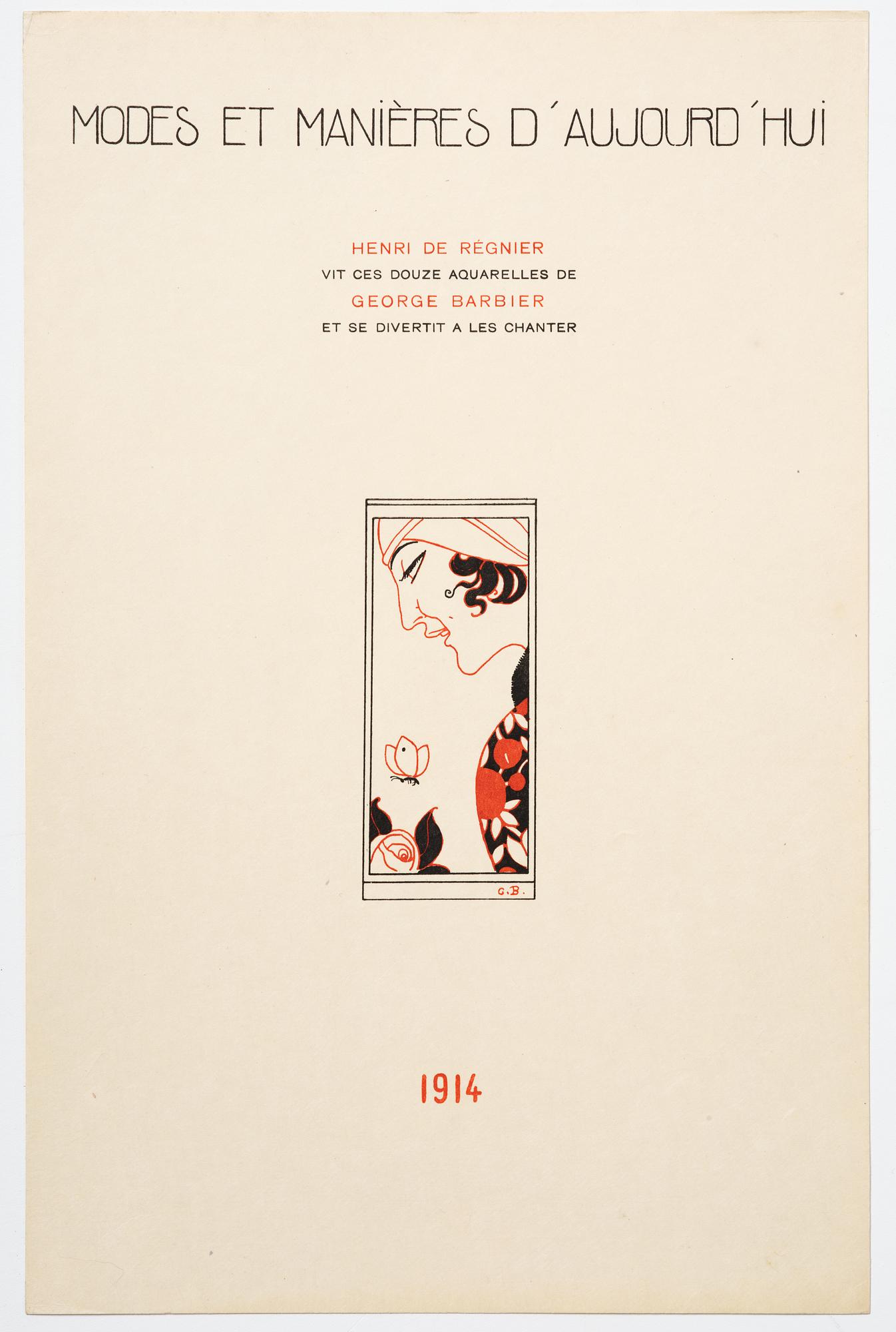 George Barbier, mapp med originalteckning och planscher, "Modes et Manières d'Aujourd'Hui (3e Année)", Frankrike, 1914.