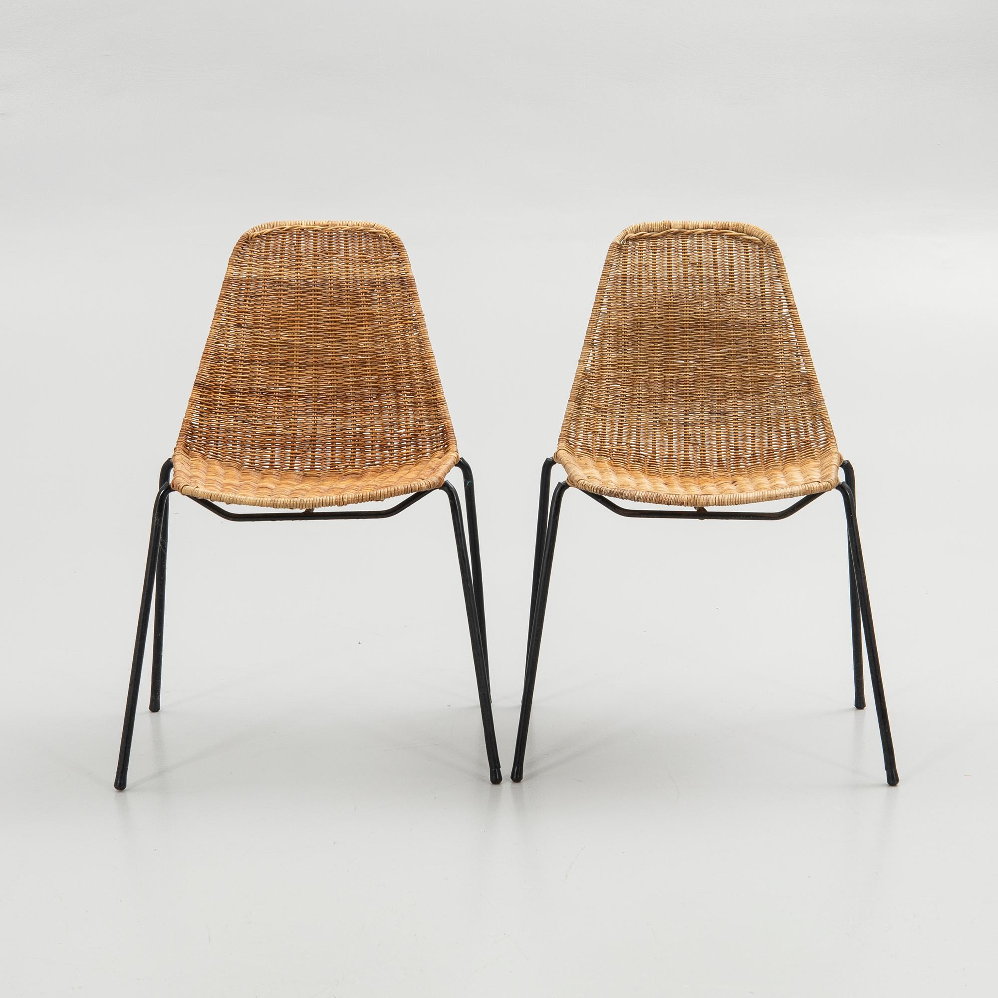 Gianfranco Legler, chairs, 1 pair, "Basket chair".