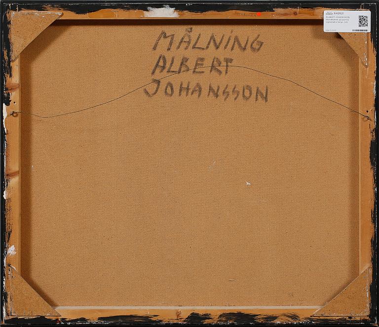 ALBERT JOHANSSON, blandteknik på pannå, signerad a tergo.