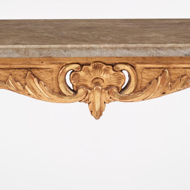 A Swedish rococo-style giltwood table, Stockholm, 19th century.
