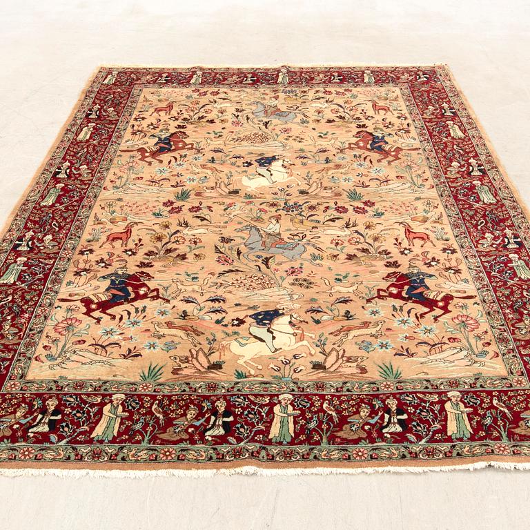 Carpet Tabriz figural semi-antique approx. 254x182 cm.