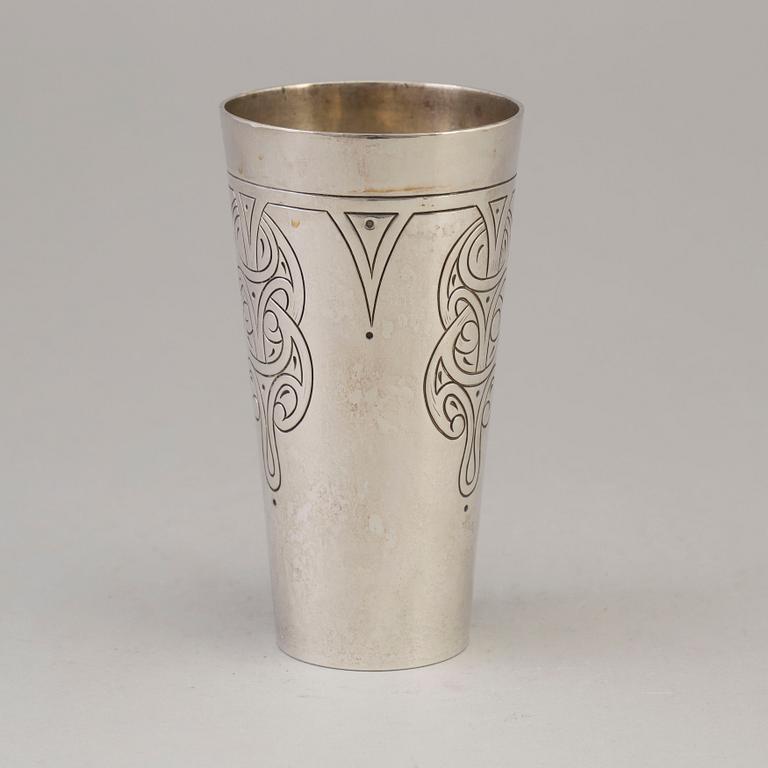 A Danish Art Noveau silver beaker maker's mark Carl J. S. Møinichen, Copenhagen, Denmark 1904.