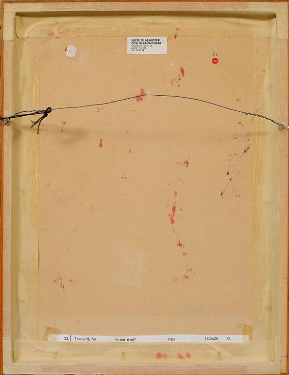 BO TRANKELL, olja på pannå, monogramsignerad.