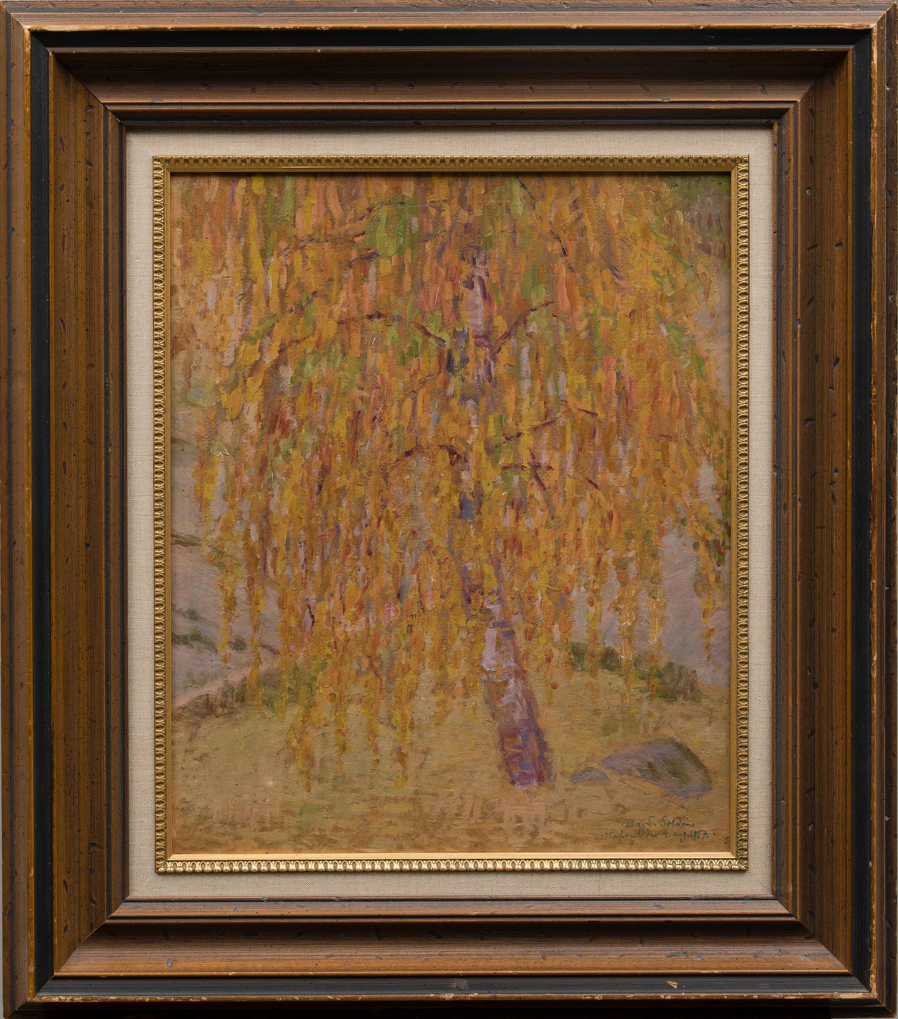 AUGUST SOLDAN, olja på skiva, signerad och daterad Hafsudden 4. aug. 1917.