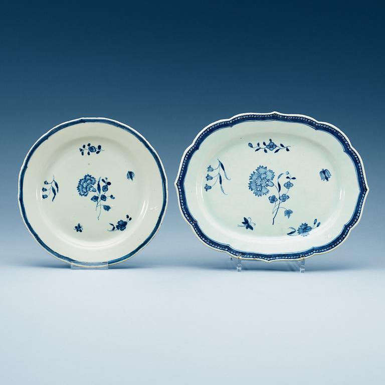 A blue and white part dinner service, Qing dynasty, Qianlong (1736-95).