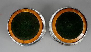 COASTERS, 2 st, nysilver, märkta Bannister, sekelskiftet 1800/1900.