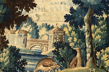 Vävd tapet, "Verdure", gobelängteknik, ca 218  x 327 cm, Flandern omkring år 1700-1700-talets förra hälft.