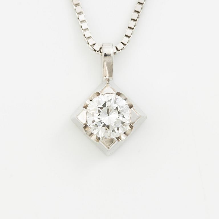 Collier 18K vitguld med rund briljantslipad diamant 0.75 ct.