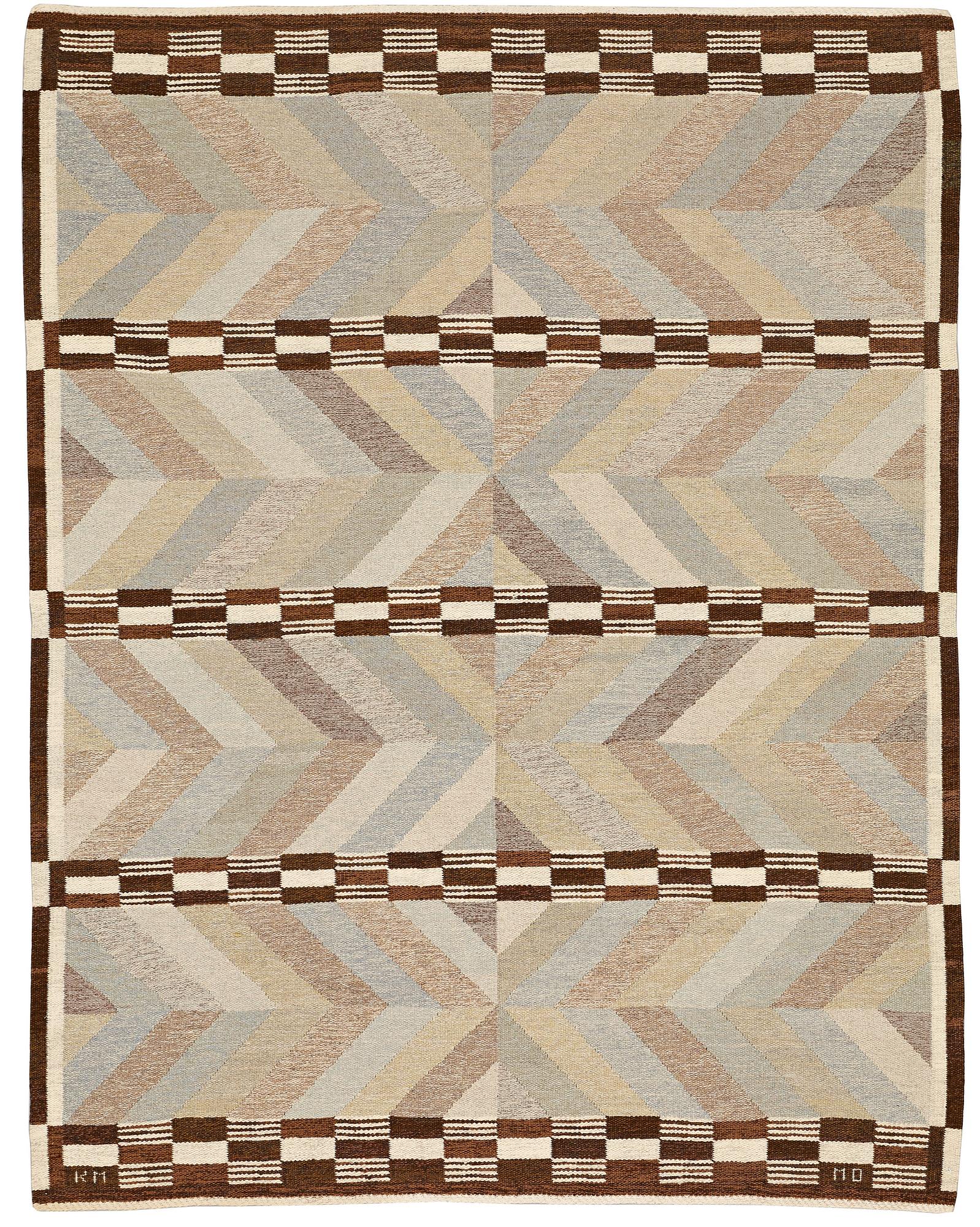 Kerstin Mauritzson, MATTA, rölakan, ca 263,5 x 203,5 cm, signerad KM MO (komponerad av Kerstin Mauritzson, vävd av Marta Olin).