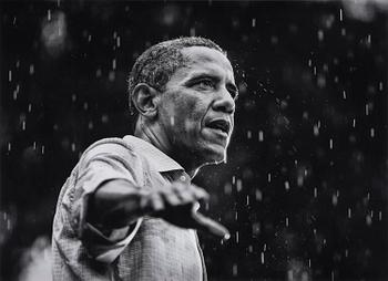 211. Brooks Kraft, "Obama in Rain", 2012.