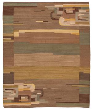 Greta Skogster-Lehtinen, hårgarnsmatta, tillverkare Aaltonens Mattväveri Kiikka 1930-tal. Ca. 360 x 300 cm.