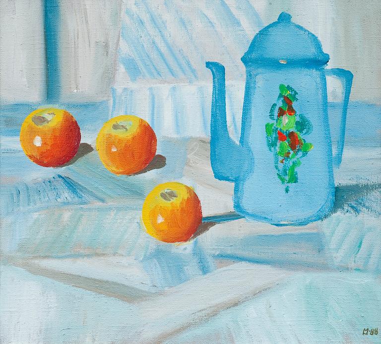 Lasse Marttinen, STILL LIFE WITH A JUG AND APPLES.