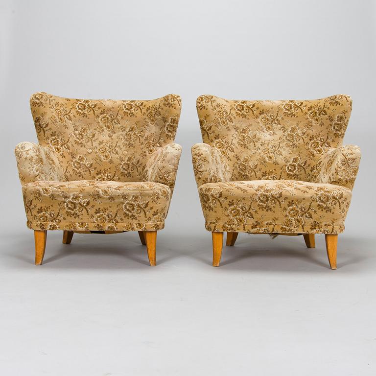 Ilmari Lappalainen, a pair of 1950's 'Laila' armchairs for Asko, Finland.