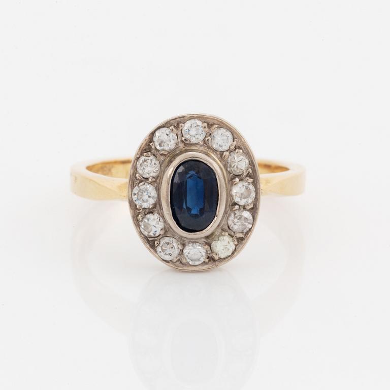 Sapphire and brilliant-cut diamond ring.