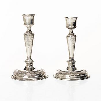 Samuel Pettersson, a pair of silver candlesticks, Linköping, 1879.