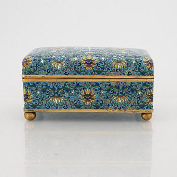 A Chinese cloisonné on copper box with cover, 20th century.