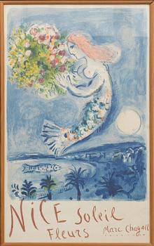 MARC CHAGALL, graphic Mourlot, Paris. 1962. "La Baie des Anges" (Nice Soleil Fleurs).