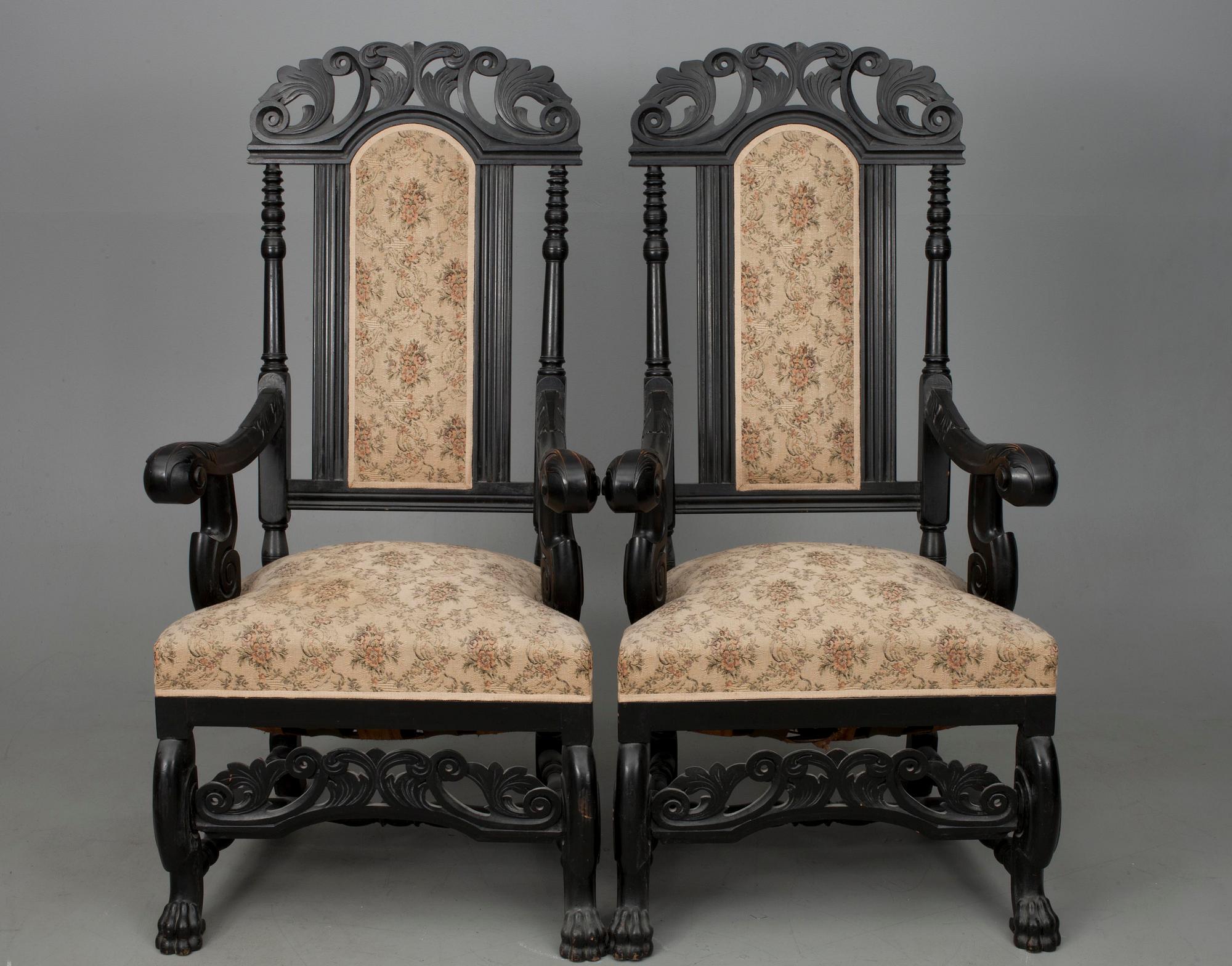 KARMSTOLAR, ett par, barockstil, 1920-luku.