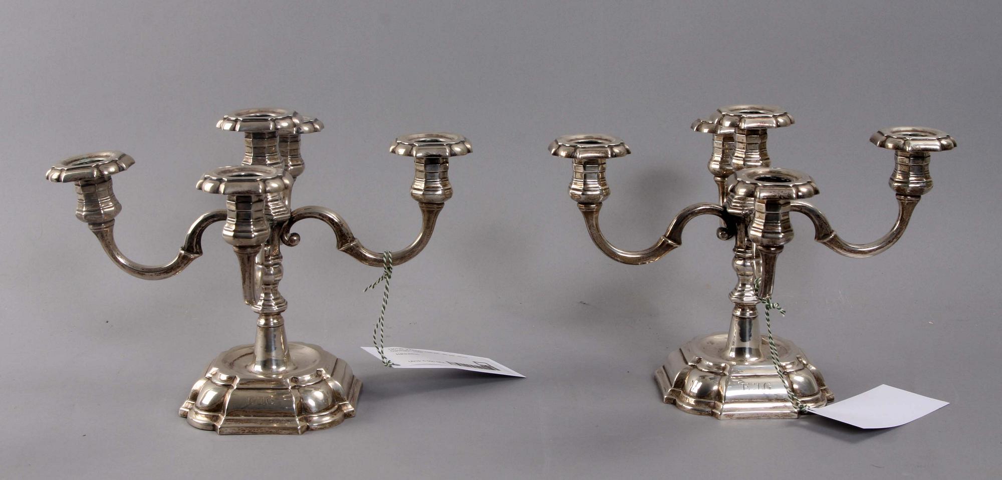 KANDELABRAR, ett par, silver, Danmark, 1940.