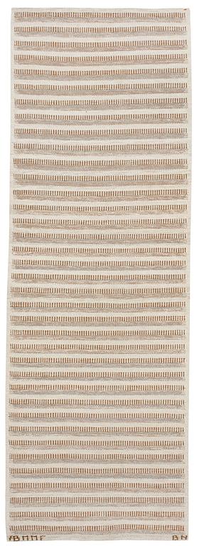 RUNNER. "Randig med tvist, grå". Flat weave (Rölakan). 266,5 x 91 cm. Signerad AB MMF BN.