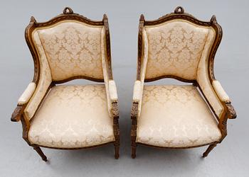 FÅTÖLJER, 1 par, gustaviansk stil, 1800-talets andra hälft.