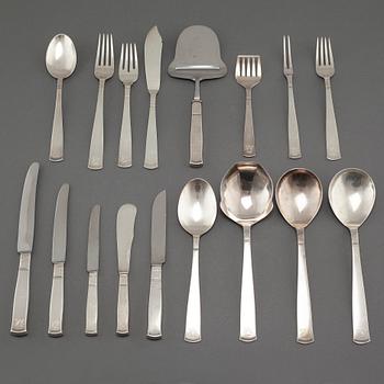 117 pieces of silver tableware by Jacob Ängman for GAB, Stockholm, model "Rosenholm", around the mid 20th century.