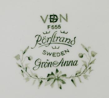 MATSERVIS, 45 delar, "Gröna Anna", Rörstrand, 1900-talets andra hälft.