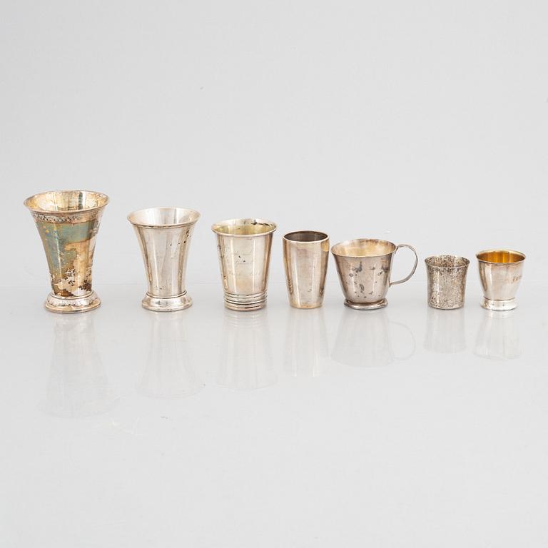 Seven Swedish Silver Cups, including mark of CG Hallberg, Stockholm 1933.