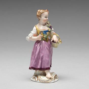 A Meissen allegorical figurine representing autumn, period of Marcolini, 18th Century.