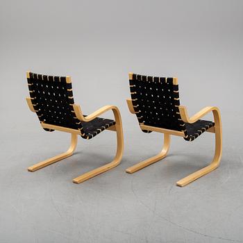 A pair of model 406 lounge chairs by Alvar Aalto for Artek, deigned 1939.
