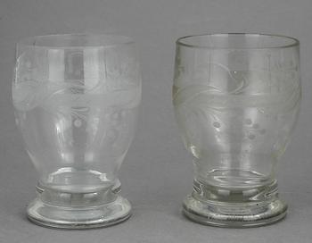 SELTERGLAS, fyra stycken. Empire, 1800-talets första hälft.