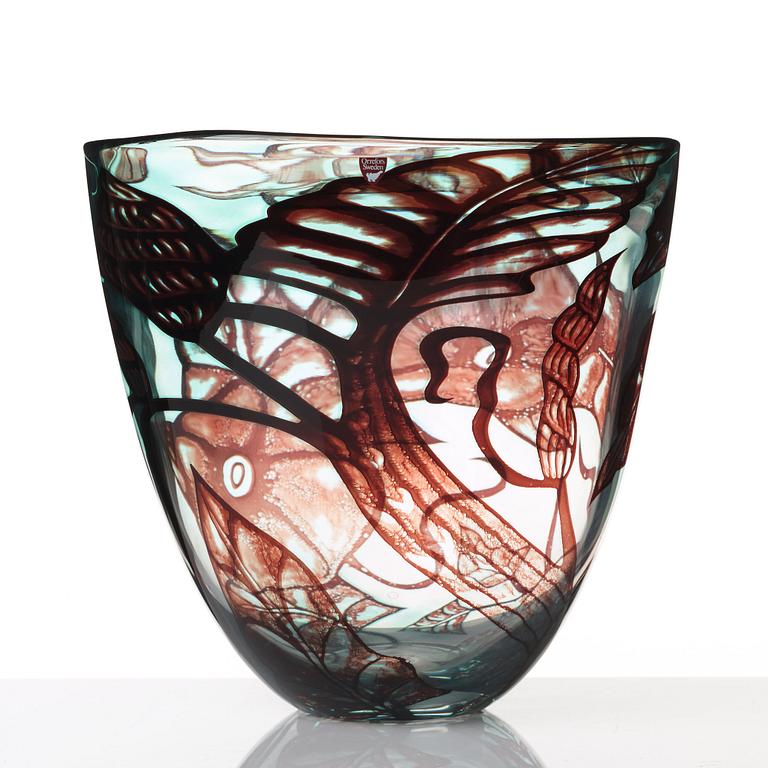 Eva Englund, a "graal" glass vase, Orrefors 1988.