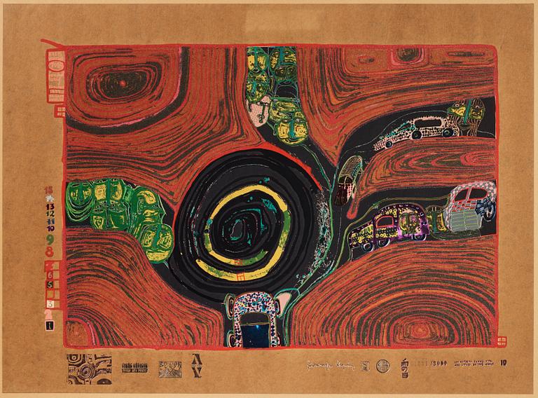 Friedensreich Hundertwasser, "Look at it on a rainy day (The Regentag portfolio)".