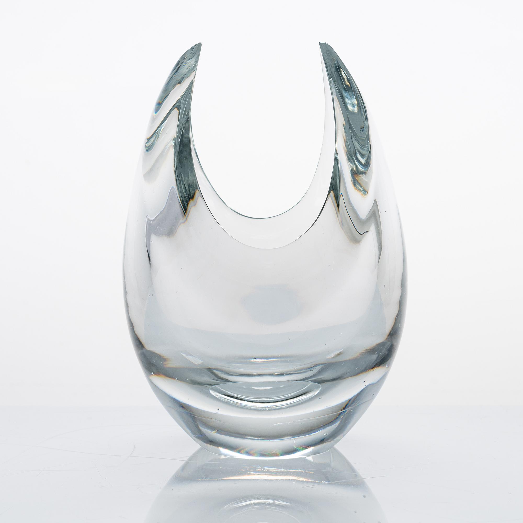 Aimo Okkolin, konstglas, "Gaffel", signerad Riihimäen Lasi Oy A. Okkolin.