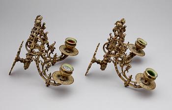 VÄGGAPPLIQUER, mässing, nyrenässans, sent 1800-tal.