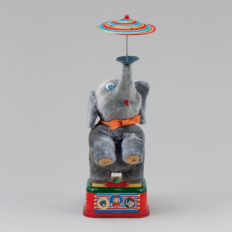 BATTERIDRIVEN LEKSAK, Battery Operated Circus Elephant, Nomura Toys, Japan, 1950-tal.