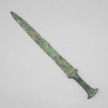 A Luristan bronze sword.