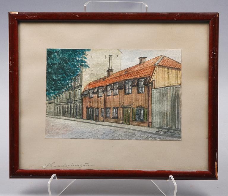OKÄNDA KONSTNÄRER, 3 st, akvarell, teckning, sign. Omkring 1900.